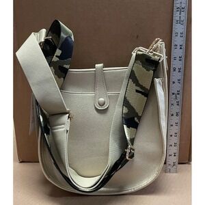 AhDorned Large Crossbody Bag Metallic Gold w/Camo Strap And Solid Strap